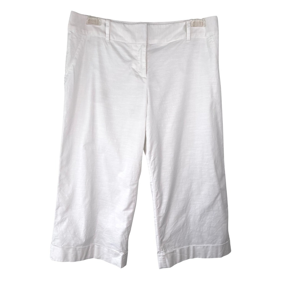 The Limited Cassidy Fit White Cropped Wide Leg Pants Womens Size 8 Cotton Blend